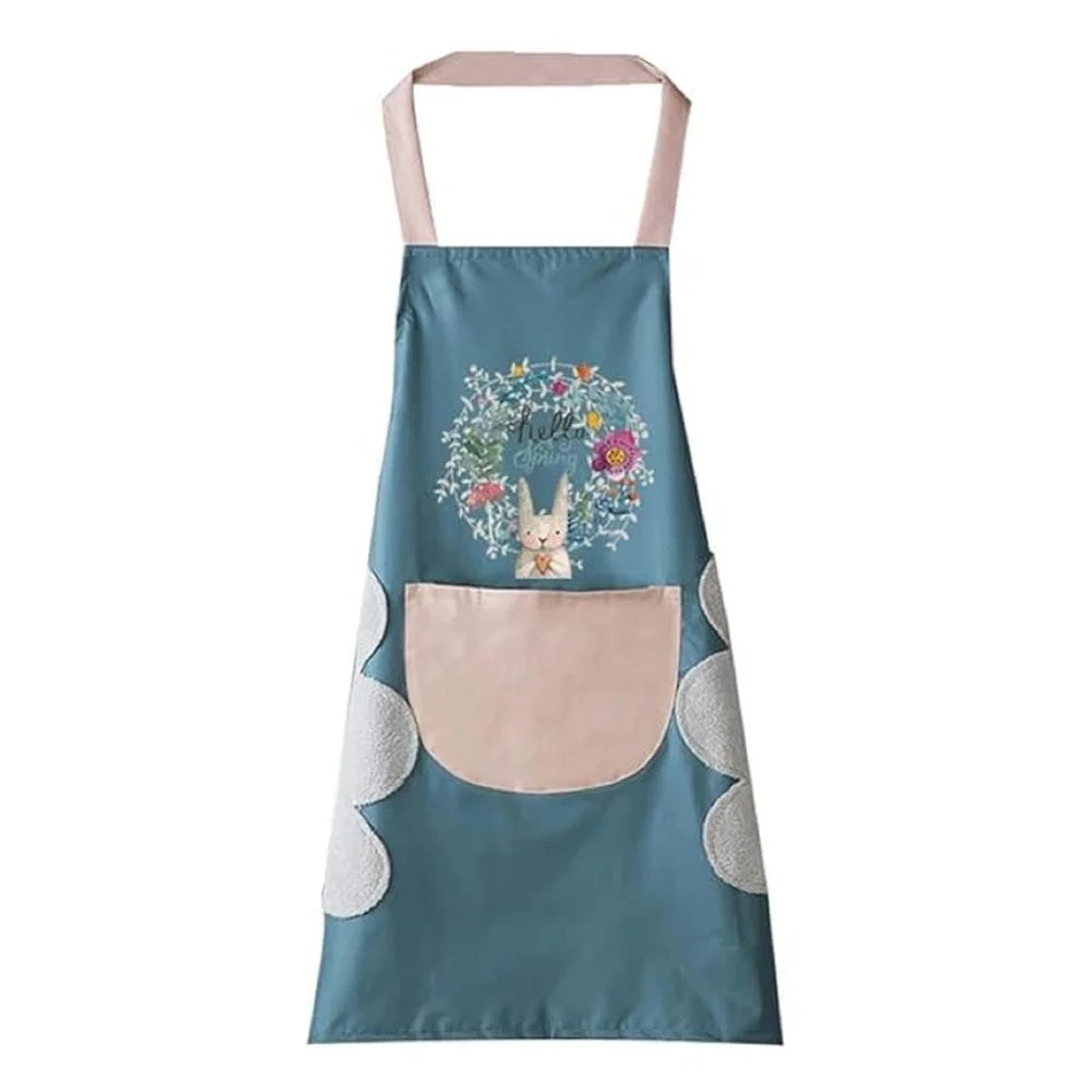 Waterproof Printed Kitchen Apron – Medium Size (Blue / Pink)