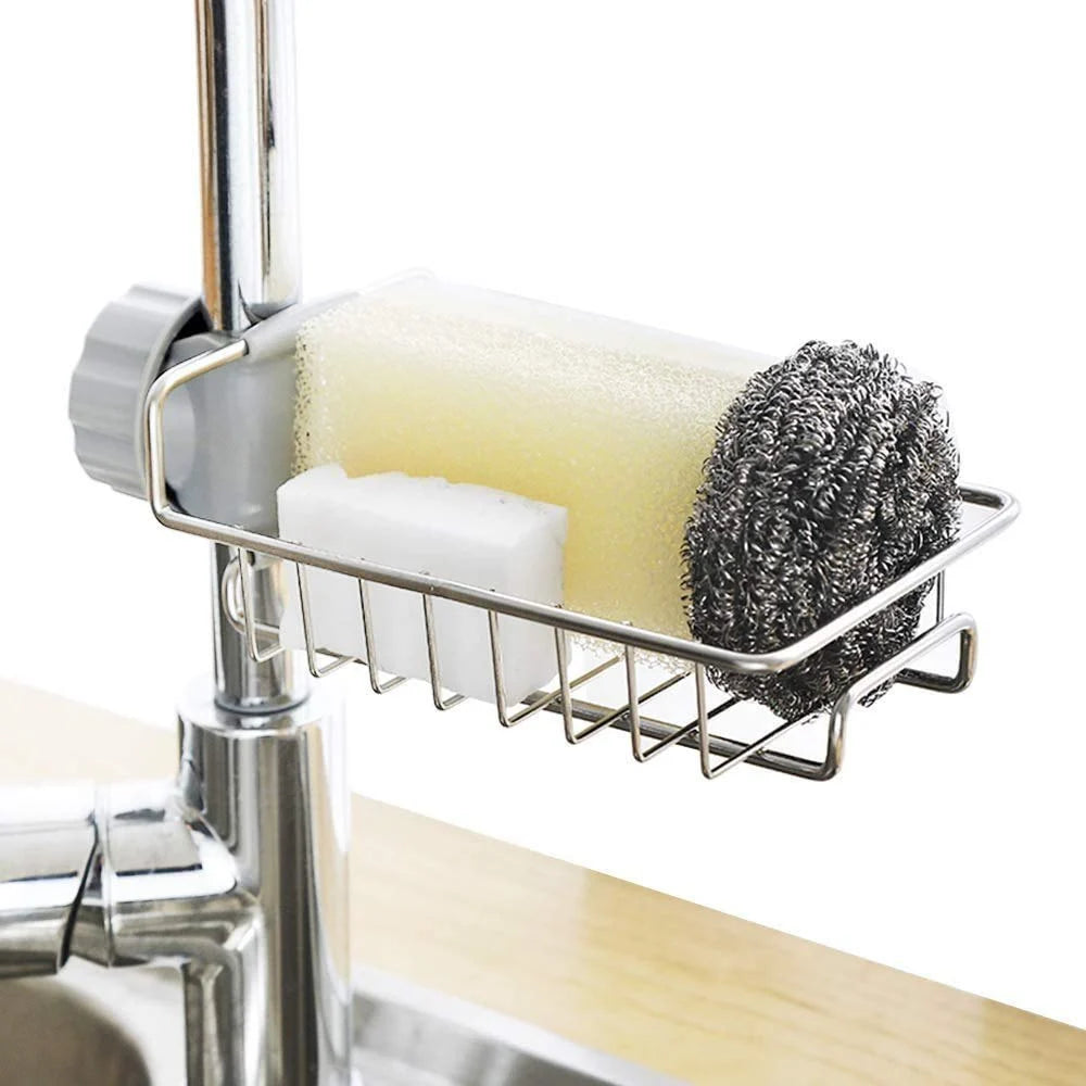 Stainless Steel Sink Caddy Organizer – Space-Saving Kitchen & Bathroom Storage