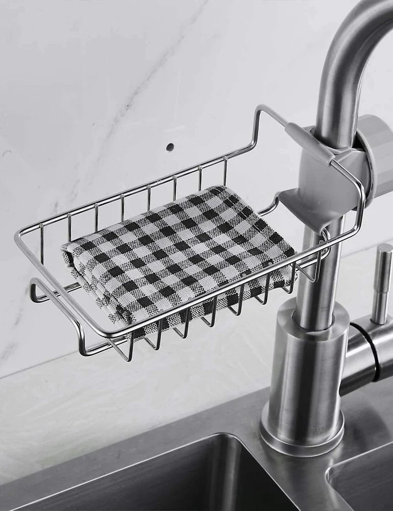 Stainless Steel Sink Caddy Organizer – Space-Saving Kitchen & Bathroom Storage