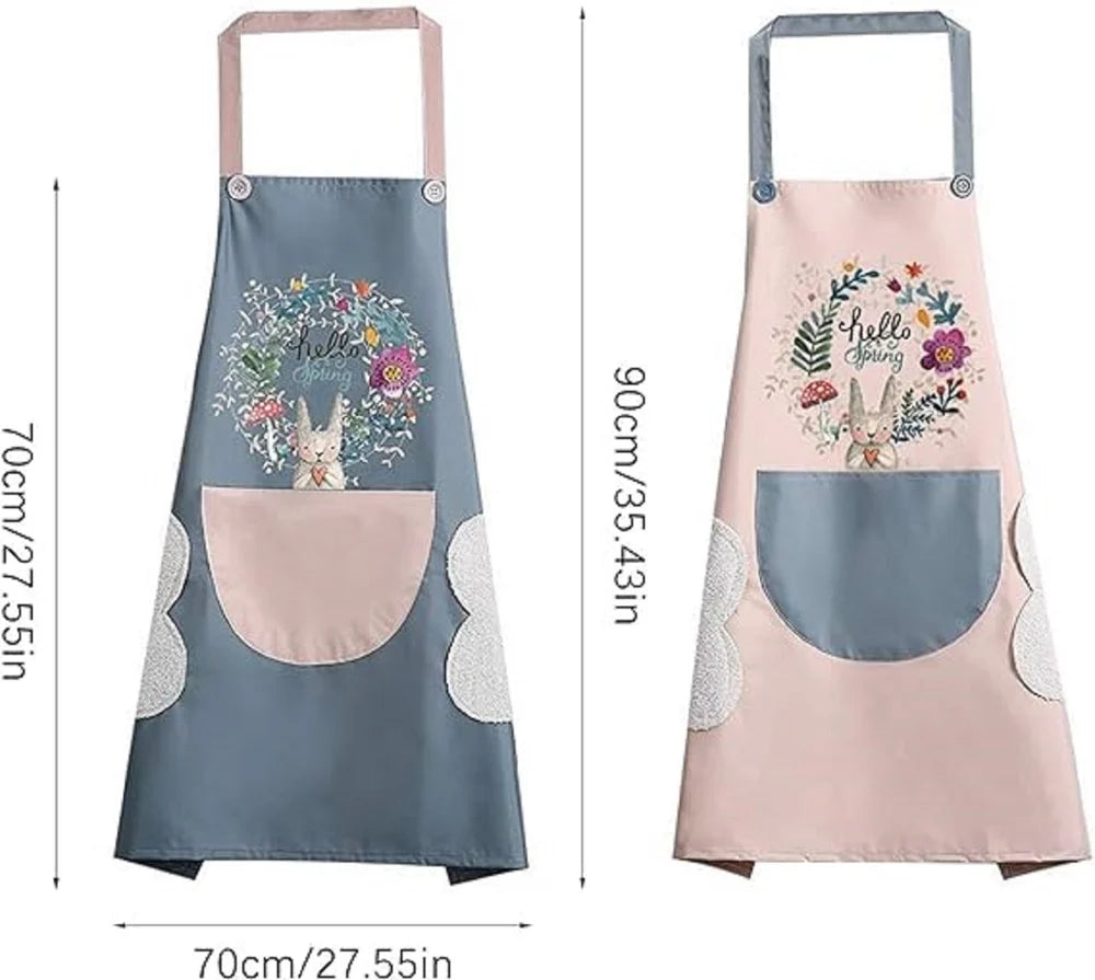 Waterproof Printed Kitchen Apron – Medium Size (Blue / Pink)