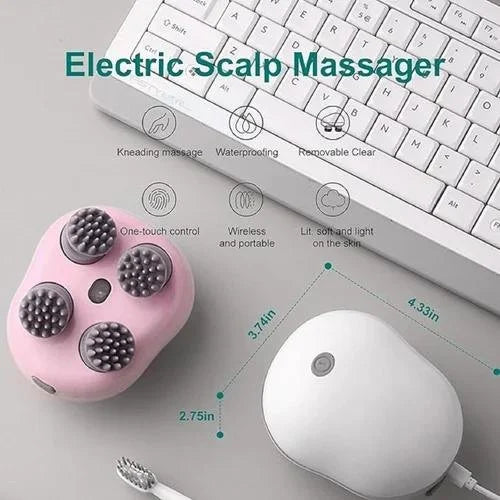 Rechargeable Electric Head & Scalp Massager – Waterproof, Cordless & Portable