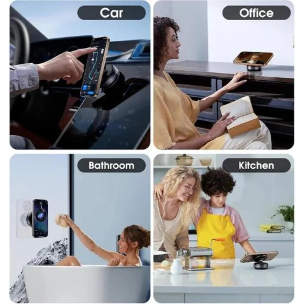 MagSafe™ Vacuum Suction Magnetic Car Phone Holder – 360° Rotation