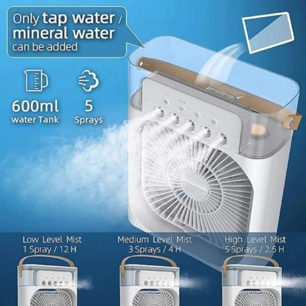 Portable Air Cooler with 5L Tank – 3 Speed Modes, LED Night Light & Water Indicator