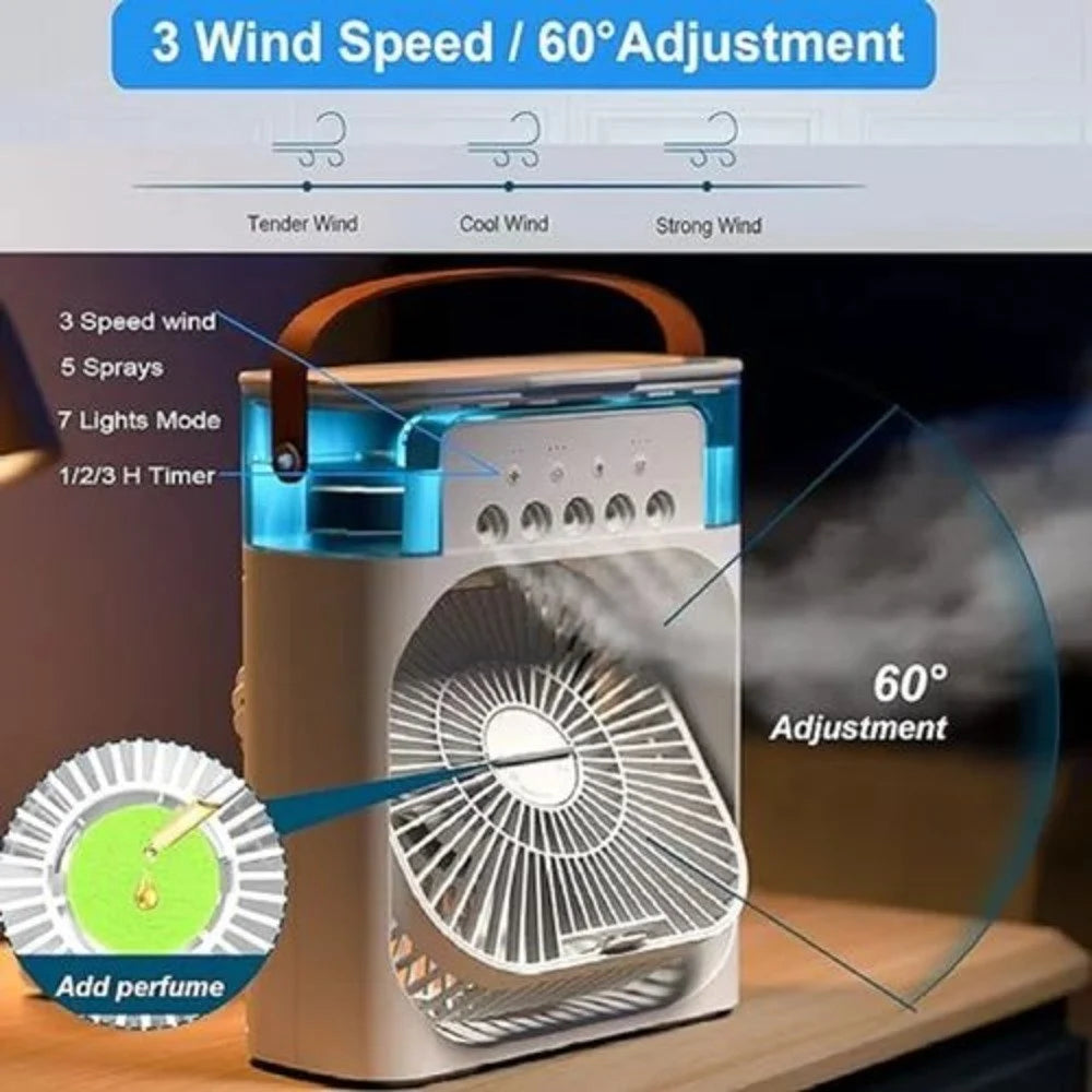 Portable Air Cooler with 5L Tank – 3 Speed Modes, LED Night Light & Water Indicator
